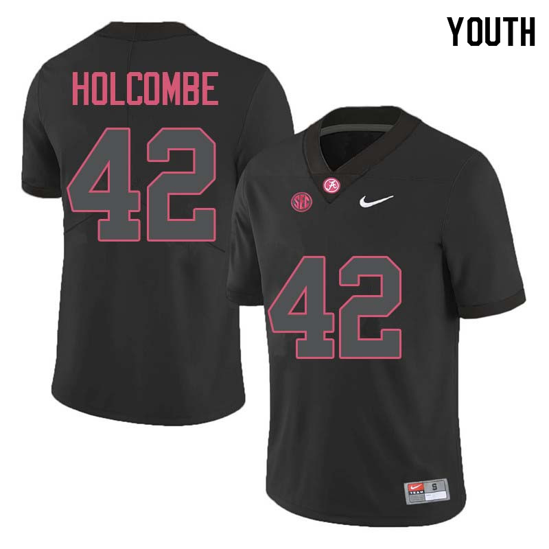 Alabama Crimson Tide Youth Keith Holcombe #42 Black NCAA Nike Authentic Stitched College Football Jersey BL16T65GQ
